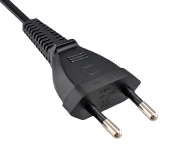 DINIC Netzkabel mit Eurostecker auf C7 90° Grad unten, oben gewinkelt, 2m